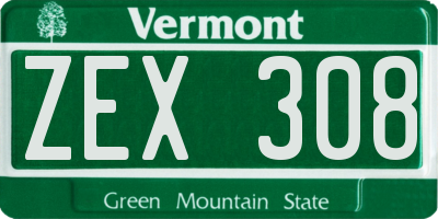 VT license plate ZEX308
