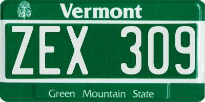 VT license plate ZEX309