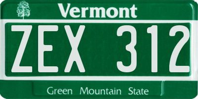 VT license plate ZEX312