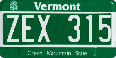 VT license plate ZEX315