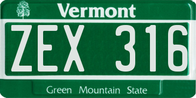 VT license plate ZEX316