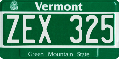 VT license plate ZEX325