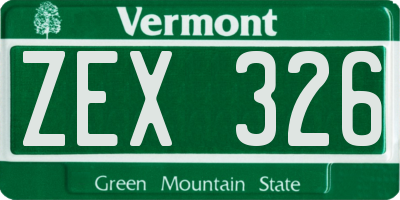 VT license plate ZEX326