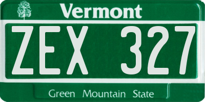 VT license plate ZEX327