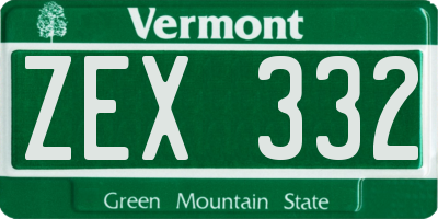 VT license plate ZEX332