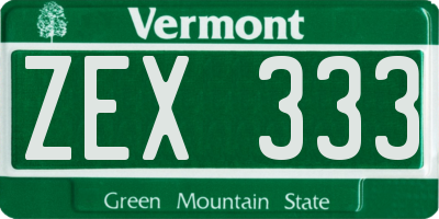 VT license plate ZEX333