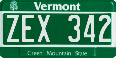 VT license plate ZEX342