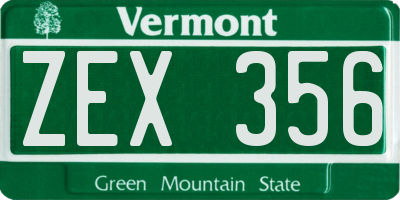 VT license plate ZEX356