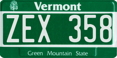 VT license plate ZEX358