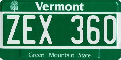 VT license plate ZEX360