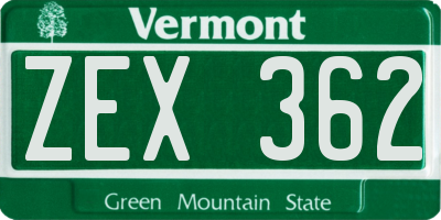 VT license plate ZEX362
