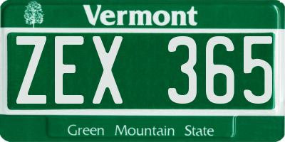 VT license plate ZEX365