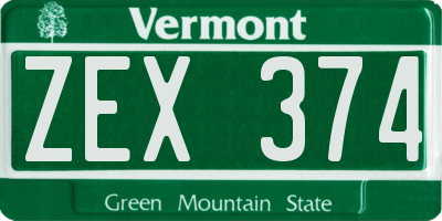 VT license plate ZEX374