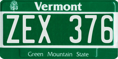 VT license plate ZEX376