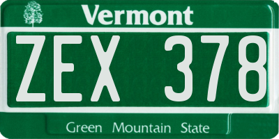 VT license plate ZEX378