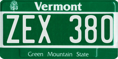 VT license plate ZEX380