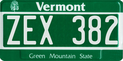 VT license plate ZEX382