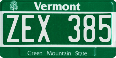 VT license plate ZEX385