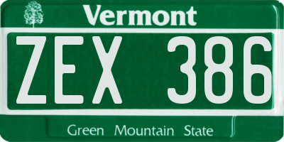 VT license plate ZEX386
