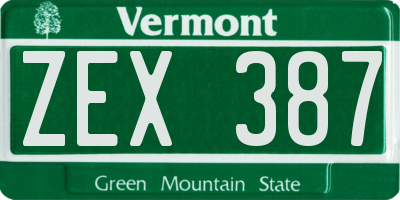 VT license plate ZEX387