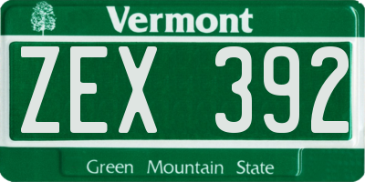 VT license plate ZEX392
