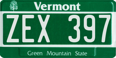 VT license plate ZEX397