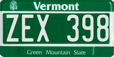 VT license plate ZEX398
