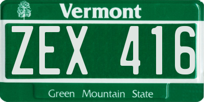 VT license plate ZEX416