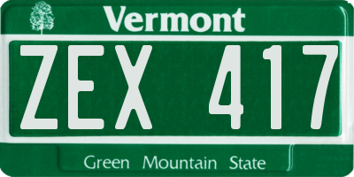 VT license plate ZEX417