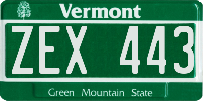 VT license plate ZEX443