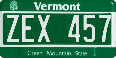VT license plate ZEX457