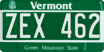 VT license plate ZEX462