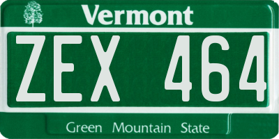 VT license plate ZEX464