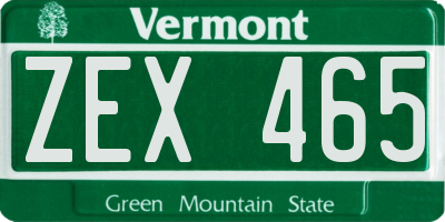 VT license plate ZEX465