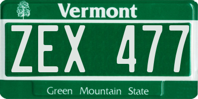 VT license plate ZEX477