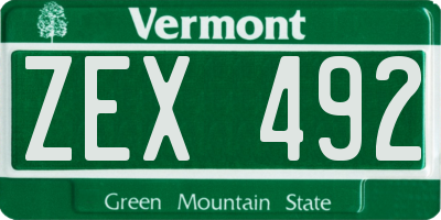VT license plate ZEX492
