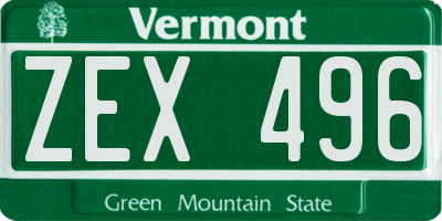 VT license plate ZEX496