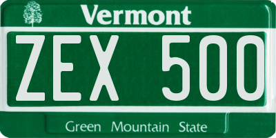 VT license plate ZEX500