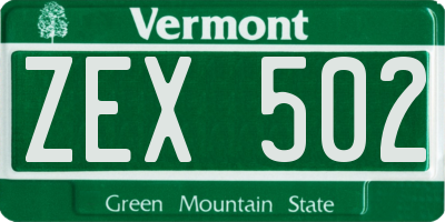 VT license plate ZEX502