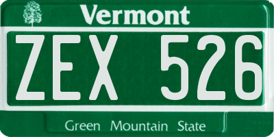VT license plate ZEX526