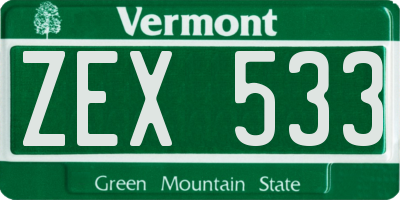 VT license plate ZEX533