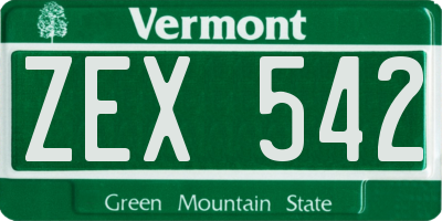 VT license plate ZEX542