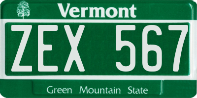 VT license plate ZEX567