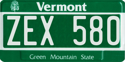 VT license plate ZEX580