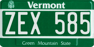 VT license plate ZEX585