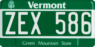 VT license plate ZEX586