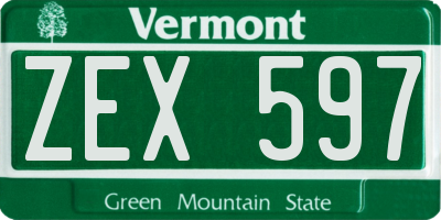 VT license plate ZEX597