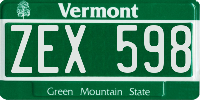 VT license plate ZEX598