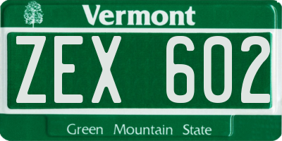 VT license plate ZEX602