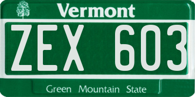 VT license plate ZEX603